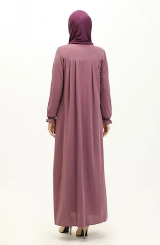Yoke Zippered Abaya 0702-04 Dark Lilac 0702-04