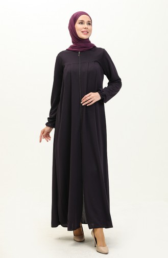 Robe Zippered Abaya 0702-06 Purple 0702-06