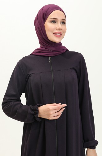 Abaya à Fermeture 0702-06 Pourpre 0702-06