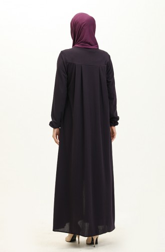 Robe Zippered Abaya 0702-06 Purple 0702-06