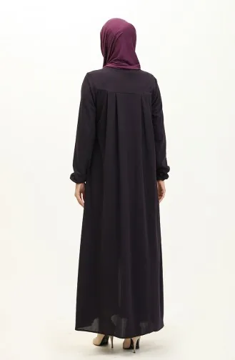 Robalı Fermuarlı Ferace 0702-06 Mor