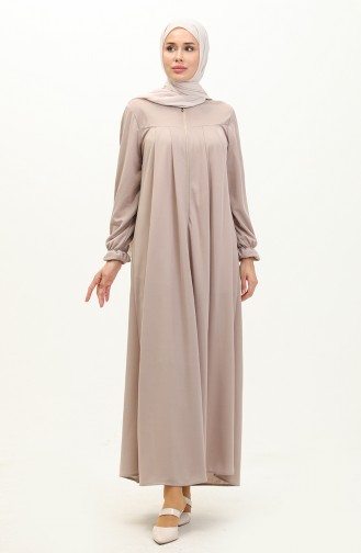 Abaya à Fermeture 0702-08 Beige 0702-08