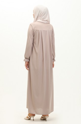 Abaya à Fermeture 0702-08 Beige 0702-08