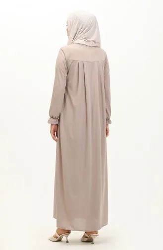 Robalı Fermuarlı Ferace 0702-08 Bej