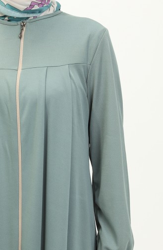 Yoke And Zippered Abaya 0702-09 Mint Green 0702-09