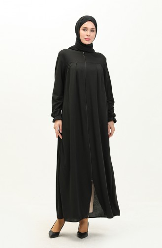 Yoke And Zippered Abaya 0702-10 Black 0702-10