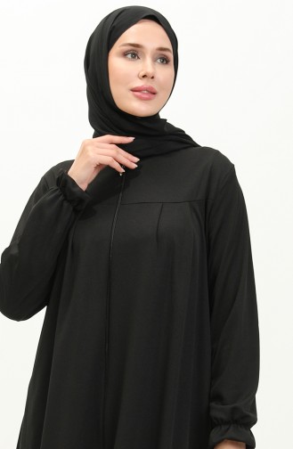 Yoke And Zippered Abaya 0702-10 Black 0702-10