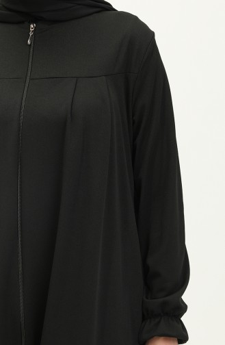 Yoke And Zippered Abaya 0702-10 Black 0702-10