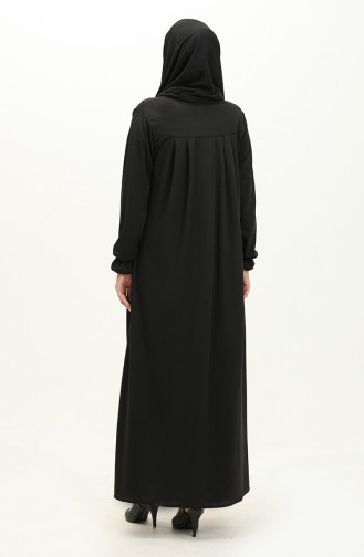 Yoke And Zippered Abaya 0702-10 Black 0702-10