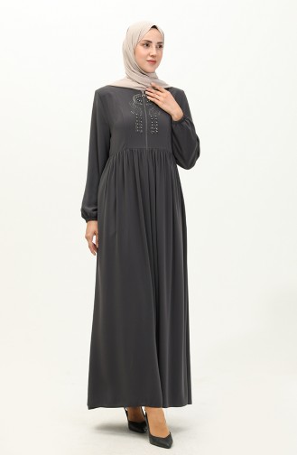 Stein bedruckte Abaya 1979-08 Anthrazit 1979-08