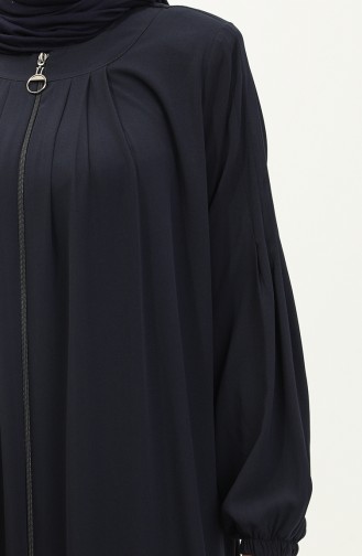 Pileli Fermuarlı Ferace 6083-01 Lacivert