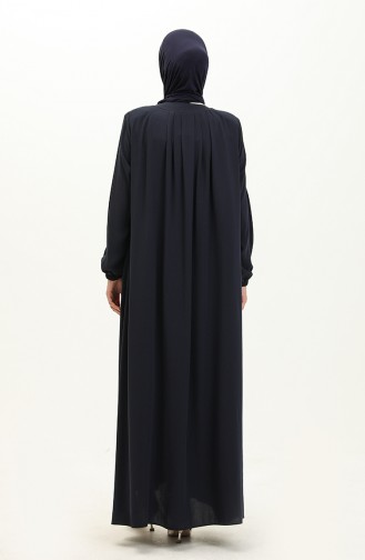 Pileli Fermuarlı Ferace 6083-01 Lacivert