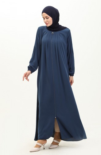 Abaya mit Falten und Reißverschluss 6083-02 Indigo 6083-02