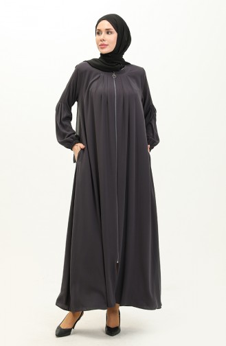 Abaya mit plissiertem Reißverschluss 6083-04 Anthrazit 6083-04