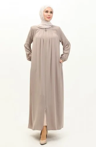 Abaya Plissée à Glissière 6083-06 Vison 6083-06