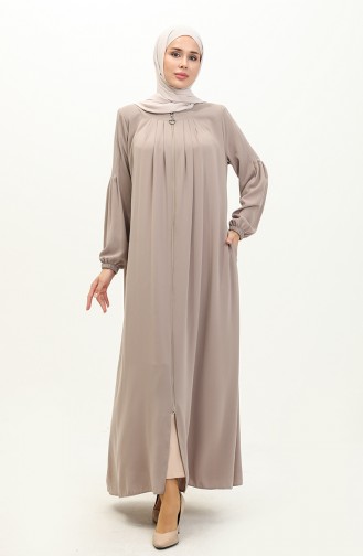 Abaya mit Plissee-Reißverschluss 6083-06 Nerz 6083-06