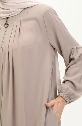 Abaya Plissée à Glissière 6083-06 Vison 6083-06