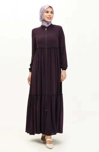 Medina Silk Shirred Abaya 6085-05 Purple 6085-05