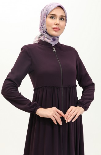 Medine İpeği Büzgülü Ferace 6085-05 Mor