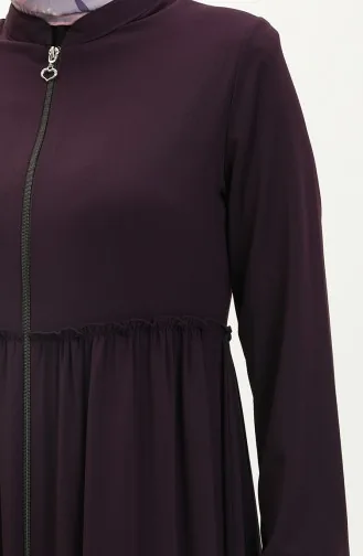 Medina Silk Shirred Abaya 6085-05 Purple 6085-05