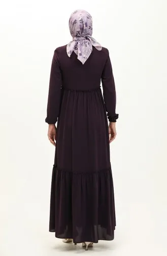 Medina Silk Shirred Abaya 6085-05 Purple 6085-05