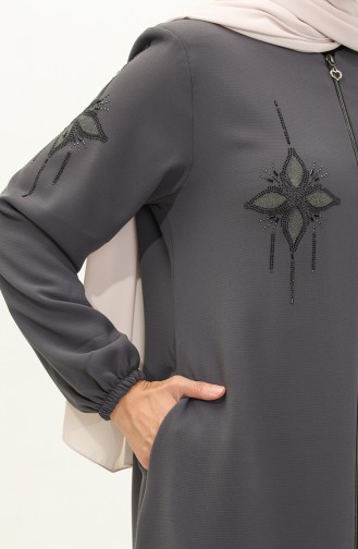 Abaya en Pierre de Tissu de Nid D abeilles 6128-01 Anthracite 6128-01