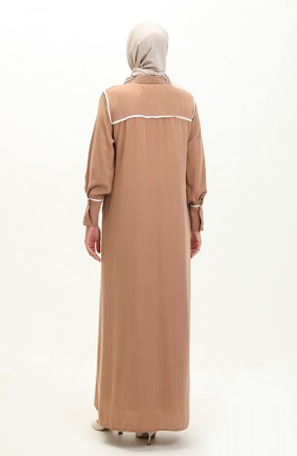 Hidden Placket Abaya 24Y9023-02 Mink 24Y9023-02