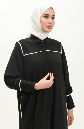 Hidden Placket Abaya 24Y9023-03 Black 24Y9023-03