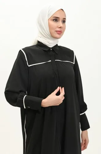 Hidden Placket Abaya 24Y9023-03 Black 24Y9023-03