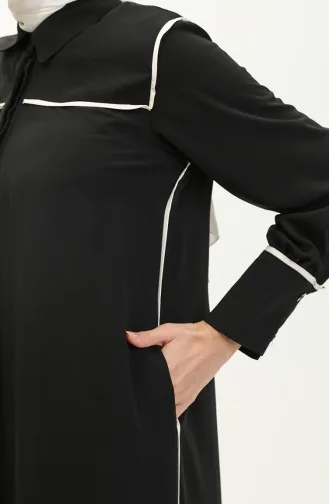 Hidden Placket Abaya 24Y9023-03 Black 24Y9023-03