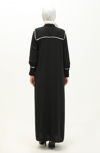 Hidden Placket Abaya 24Y9023-03 Black 24Y9023-03