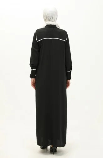 Hidden Placket Abaya 24Y9023-03 Black 24Y9023-03