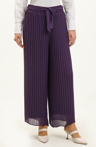 Belted Pleated Trousers 1001-03 Purple 1001-03