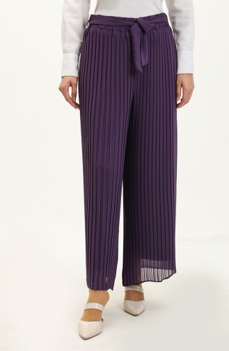 Belted Pleated Trousers 1001-03 Purple 1001-03