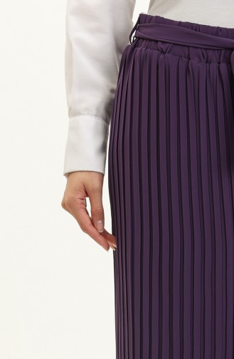 Belted Pleated Trousers 1001-03 Purple 1001-03