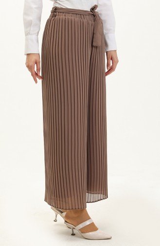 Belted Pleated Trousers 1001-04 Brown 1001-04