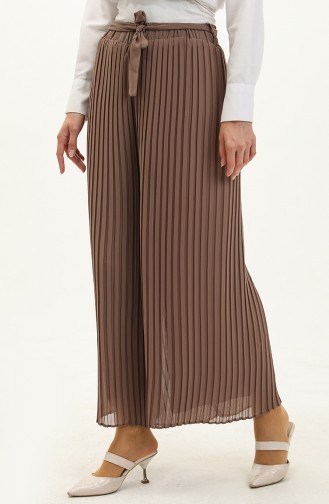 Belted Pleated Trousers 1001-04 Brown 1001-04