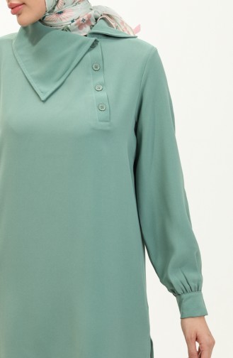 Yaka Detaylı Tunik Pantolon İkili Takım 70038-06 Çağla Yeşili
