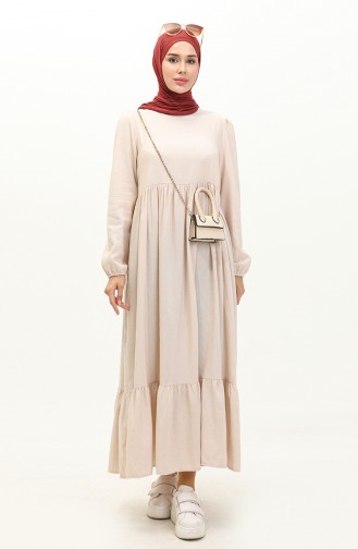 Gerafftes Kleid 1886A-01 Creme 1886A-01