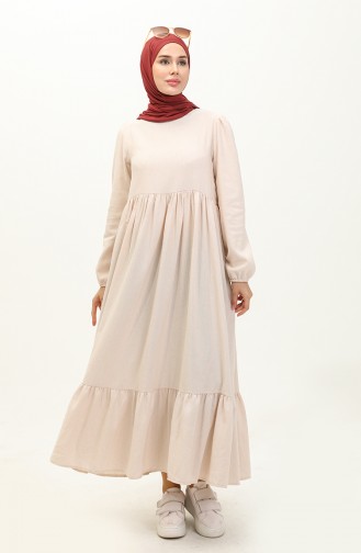 Gerafftes Kleid 1886A-01 Creme 1886A-01