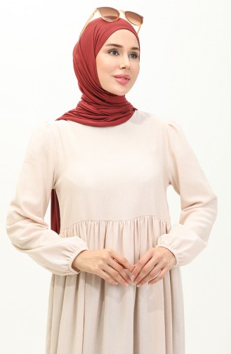 Gerafftes Kleid 1886A-01 Creme 1886A-01