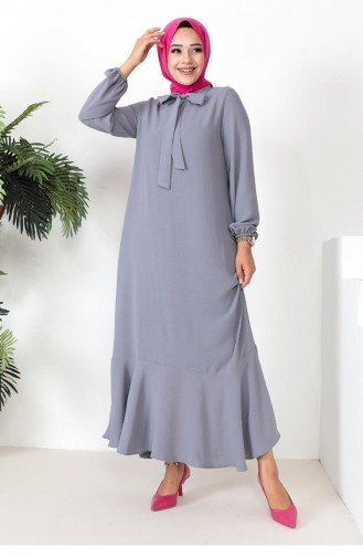 Tesettür Model Elbise Gri