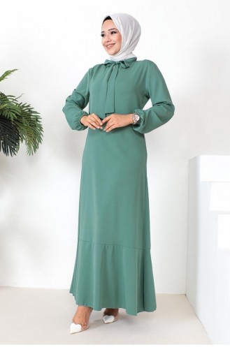 Tesettür Model Elbise Mint Yeşili