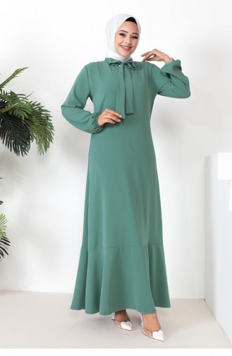 Tesettür Model Elbise Mint Yeşili