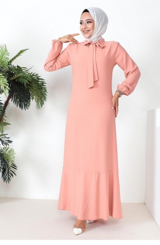 Tesettür Model Elbise Pudra