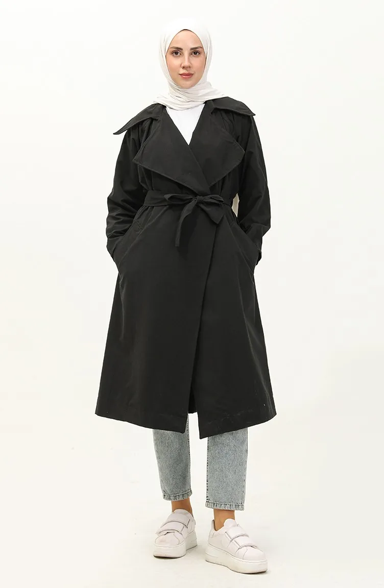 Trenchcoat mit Gürtel 24Y9030-04 Schwarz 24Y9030-04
