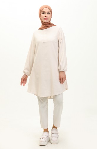 Önü Patlı Tunik 1885B-01 Bej