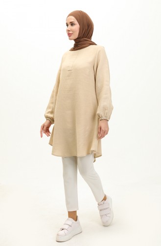 Hidden Placket Tunic 1885B-02 Dark Cream 1885B-02