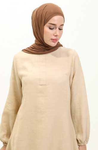 Hidden Placket Tunic 1885B-02 Dark Cream 1885B-02