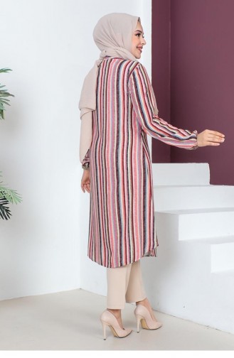 Çizgi Baskılı Tunik Bordo